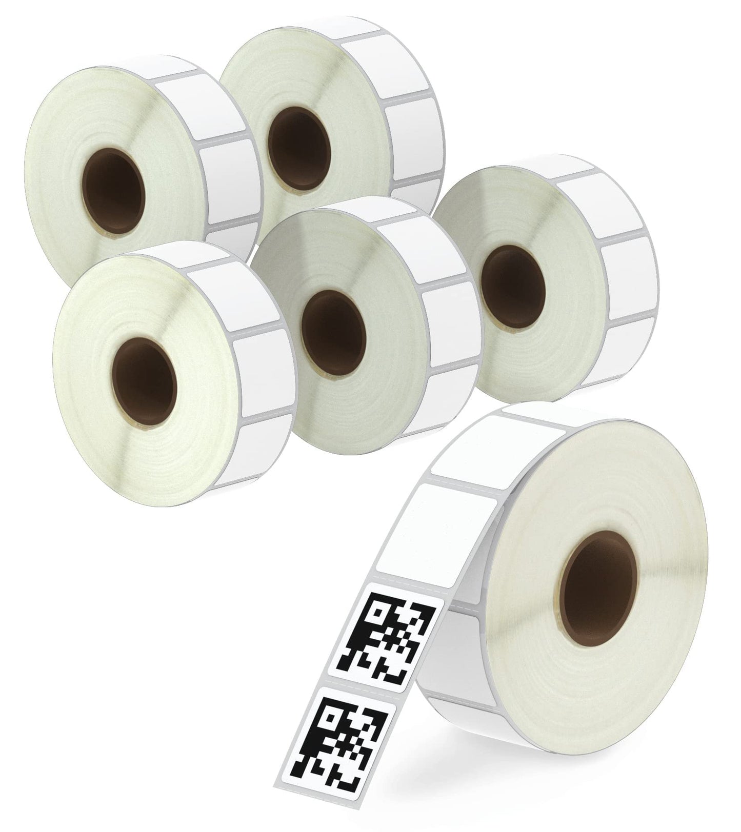 BETCKEY - 1" x 1" (25 mm x 25 mm) Square QR Code Labels Compatible with Zebra & More Label Printer,Premium Adhesive & Perforated [6 Rolls, 8280 Labels]