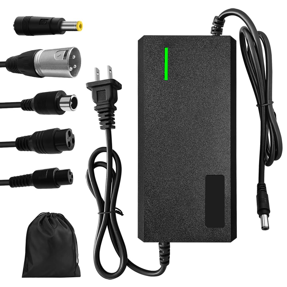 54.6V 3A Charger, Charging Speed is 100% Fast Than 1.5A and 50% Faster Than 2A,6 Plug for Various Lithium Batteries, Such as Lawn Mower and Wheelchair Lithium Batteries, etc. (3A-6 Plugs)