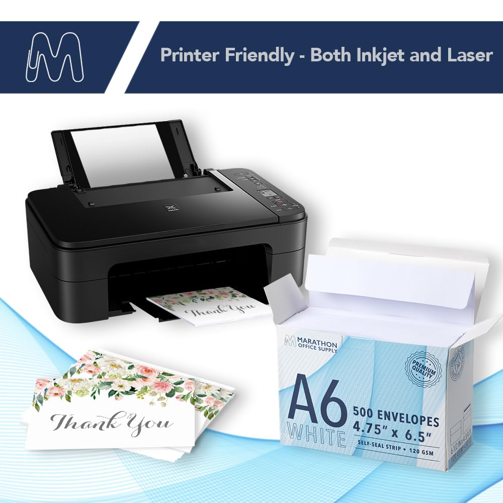 MOS A6 Invitation Envelopes – 4-3/4" x 6-1/2" White Mailing Envelopes Self Seal (500 Count) – 120GSM/ 32LB Bond Heavy Duty – Gift Card Envelopes, Business Envelopes, Card Envelopes, Wedding Envelopes