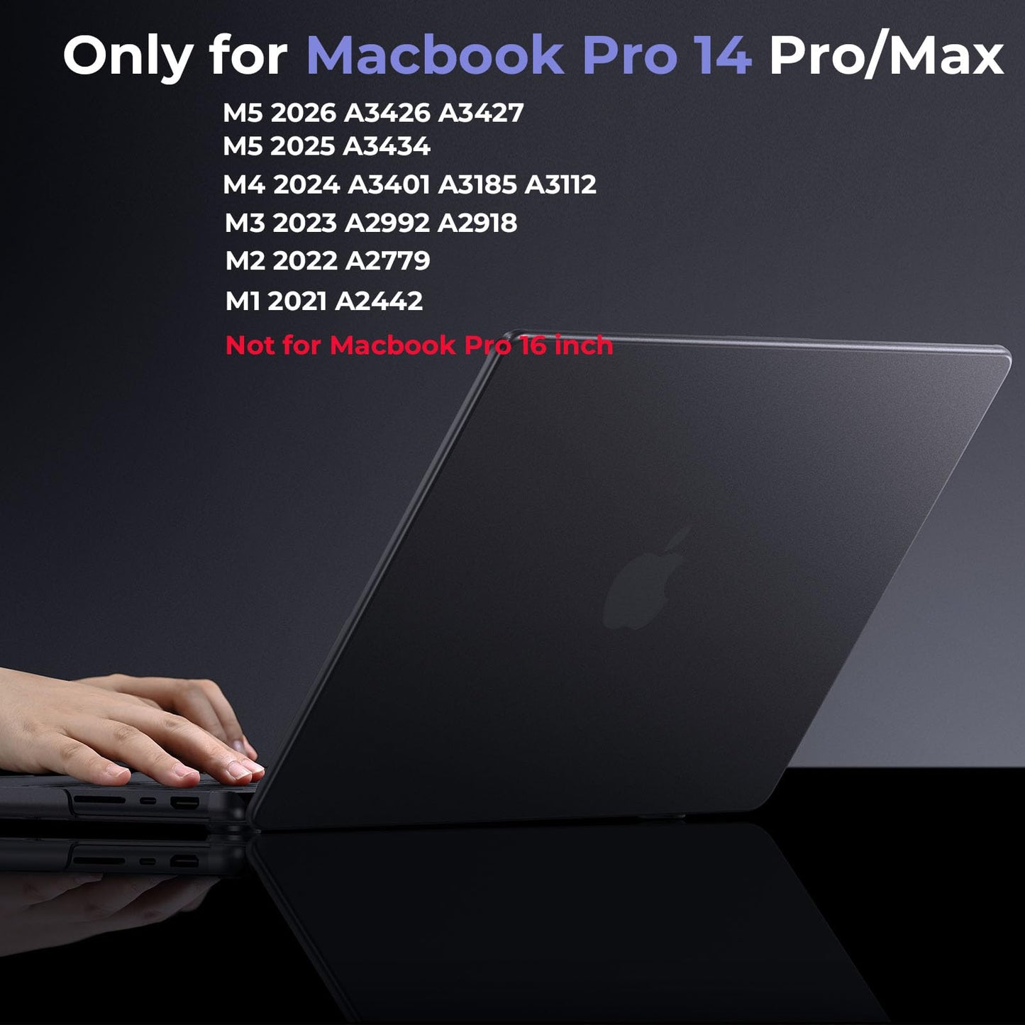 BlueSwan Matte Case for MacBook Pro 14 M5 2026 2025-2021 M4 M3 M2 M1 Pro/Max, Compatible A3427 A3426 A3434 A3401 A3112 A2992 A2918 A2779 A2442, Hard Shell Protective Cover, Space Black Clear