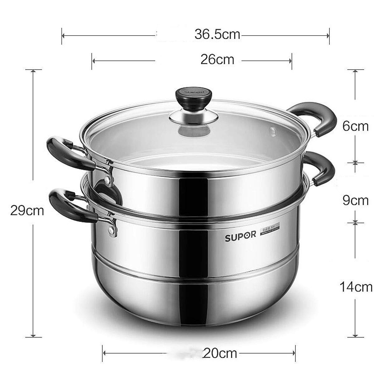 苏泊尔 SUPOR SZ26B5C1 26cm Hao Bang Shou SS 2-Tier Steamer Silver Small