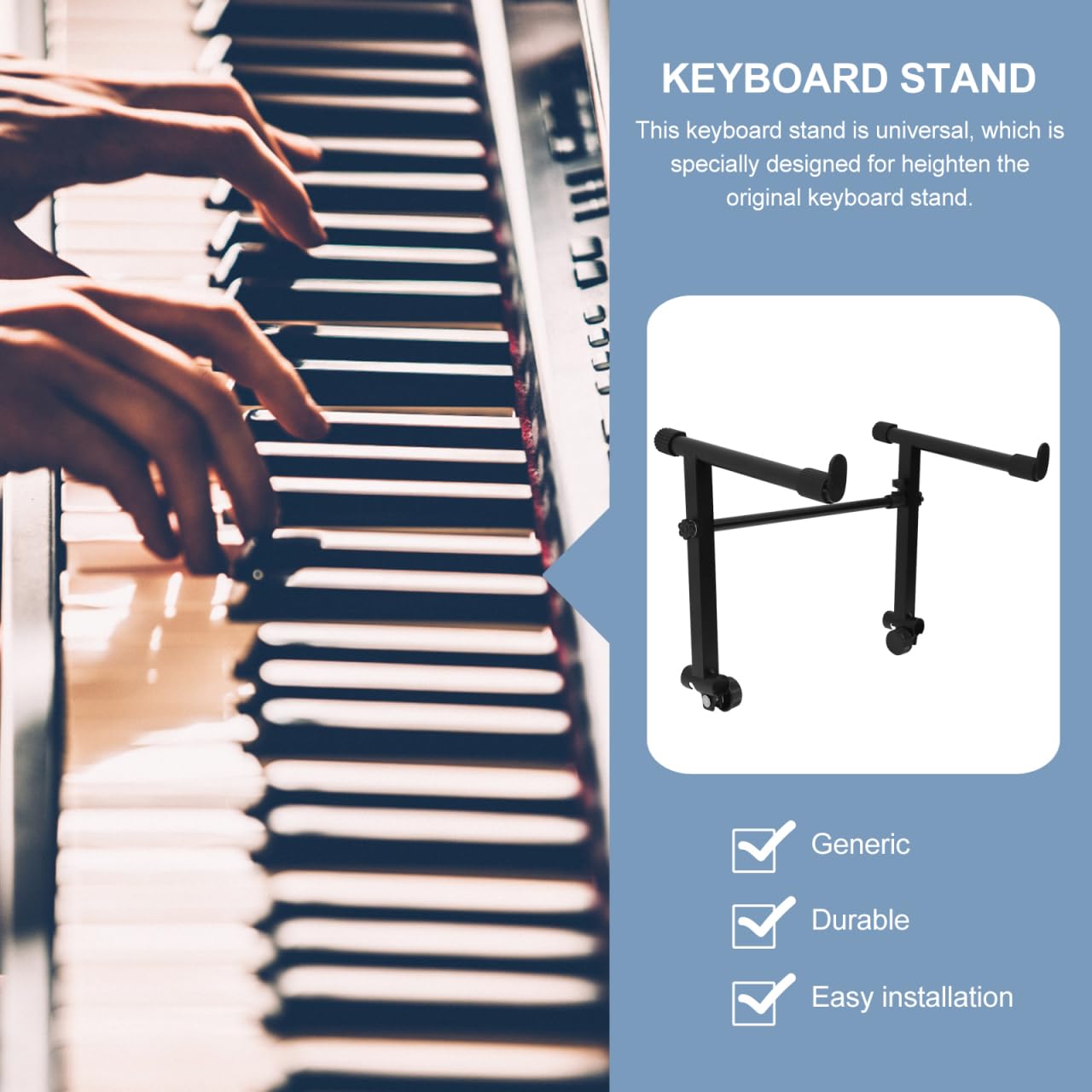 Generic Electronic Keyboard Stand Adjustable Double Braced Legs Practical Keyboard Bracket for Digital and Electronic Pianos 17.71 X 14.56 X 12.20 Inches