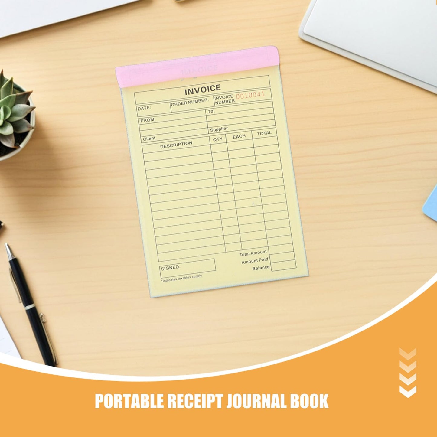 VILLCASE 5 Pack Carbonless 3-Part Receipt Pads 60 Pages Each Small Business Invoice Book Order Pad with Stiff Backing for Efficient Billing and Recordkeeping