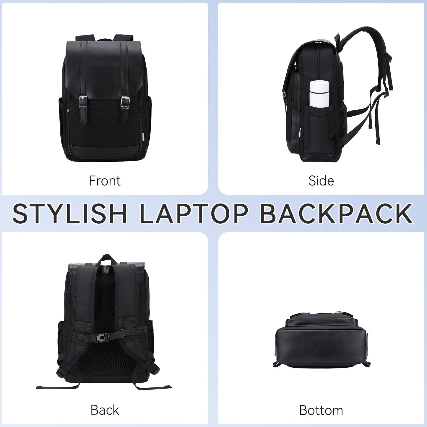 VX VONXURY Laptop Backpack, 15.6 Inch Anti-theft Backpack Purse Water Resistant College Backpack for School Work Travel Teacher,Black