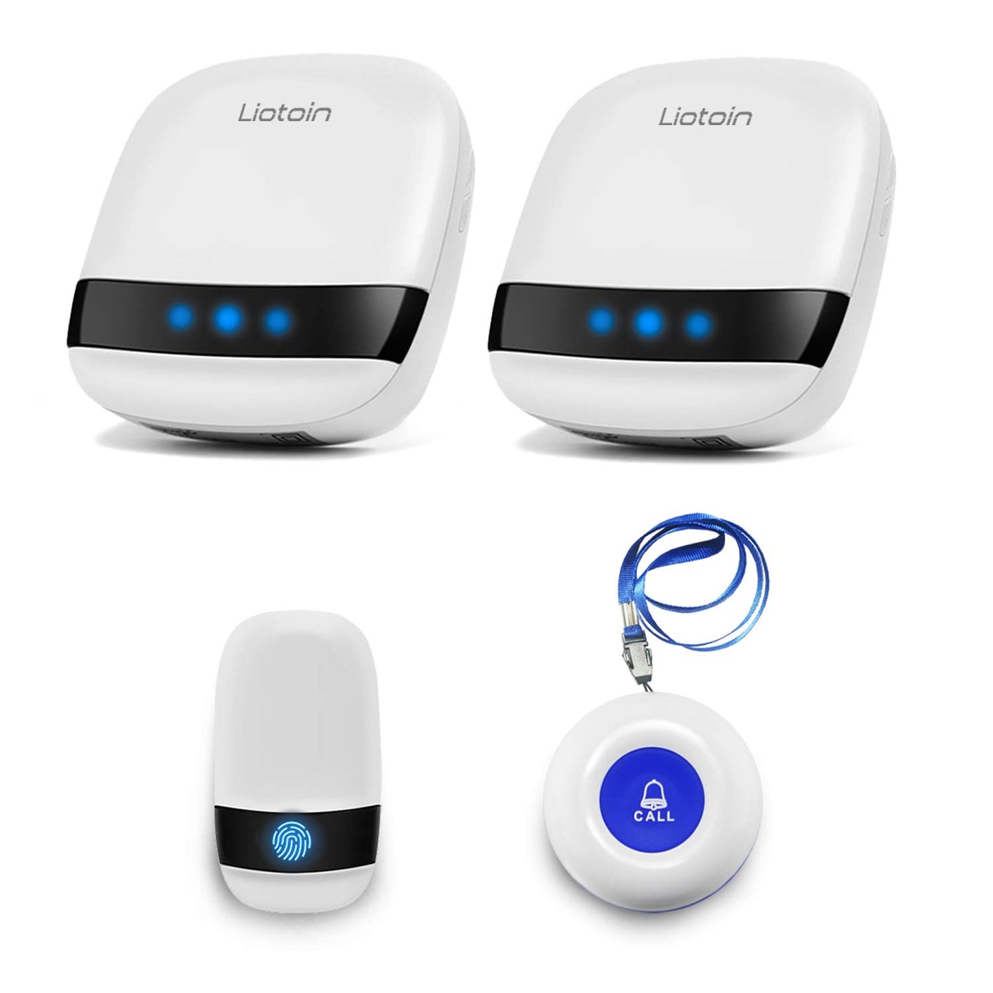 LIOTOIN Wireless Caregiver Pager Call Button Nurse Call Alarm System Alert Button Call Bell Panic Button for Elderly/Patient (2 Transmitter + 2 Plug-in Receiver)