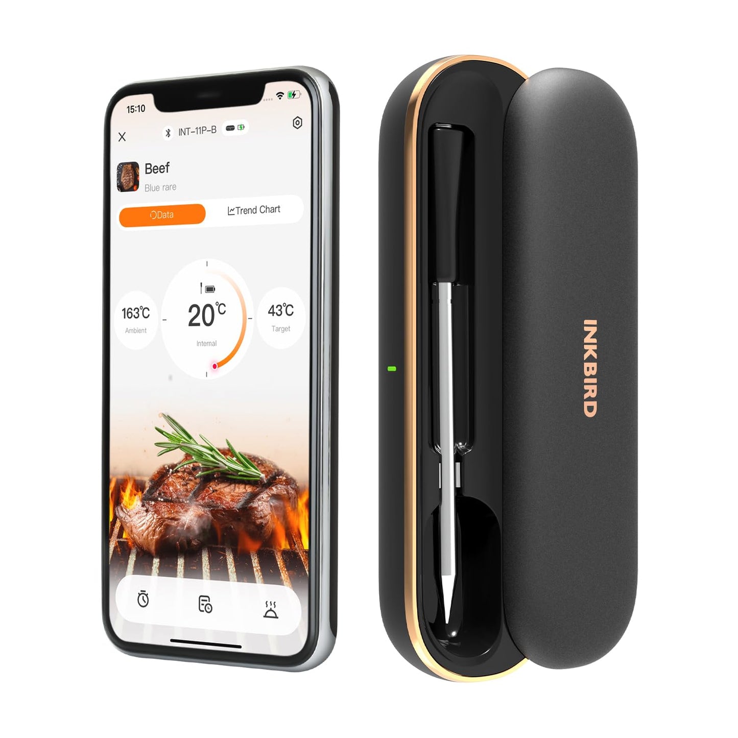 INKBIRD Wireless Meat Thermometer,300ft Bluetooth Thermometer with IP67 Waterproof Meat Probe,Smart App Control for Cooking, Oven, Grill, BBQ, Smoker, Rotisserie Rechargeable