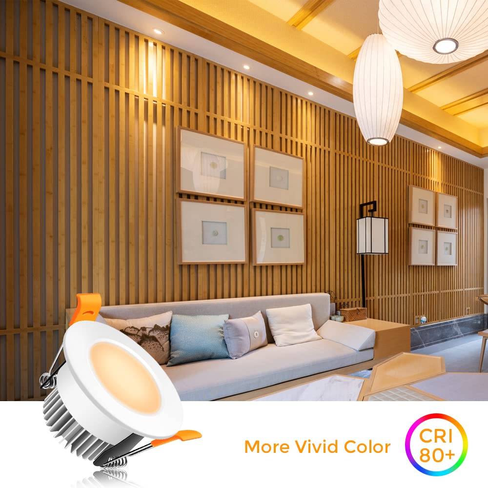 2 Inch LED Recessed Lighting Dimmable Downlight, 3W(35W Halogen Equivalent), 3000K Warm White, CRI80, LED Ceiling Light with LED Driver (8 Pack)