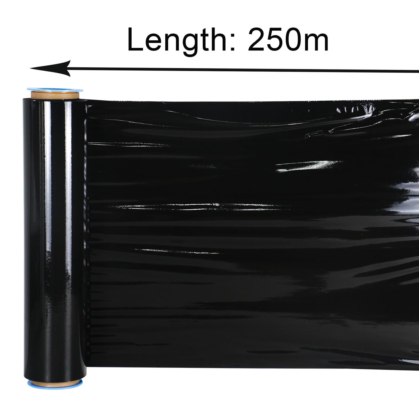 BOMEI PACK Black Stretch Wrap with Handle, Plastic Wrap 40cm x 250m, 2 Packs with Rotatable Sleeve