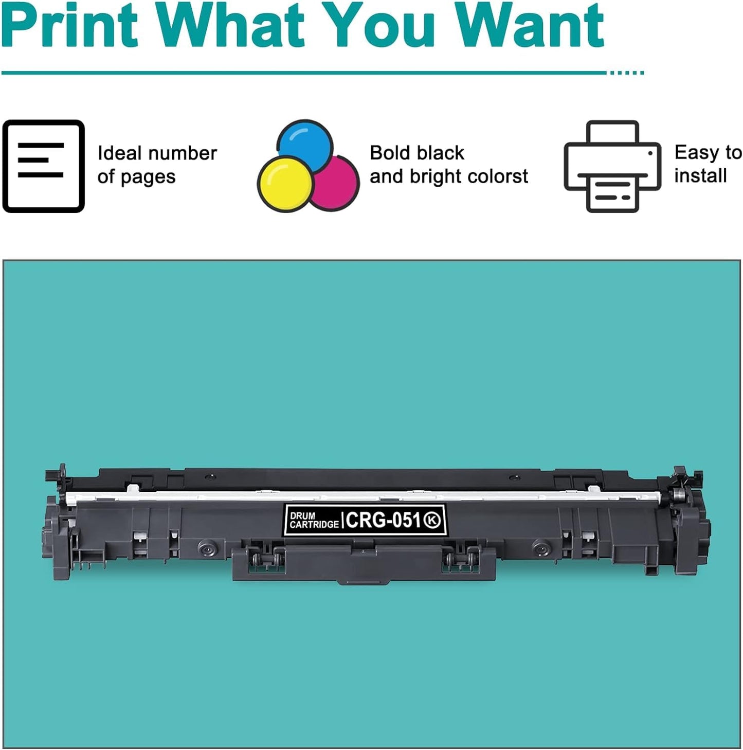 1-Pack 051 Drum Unit (No Toner Cartridge) : Cartridge 051 Black (2170C001) Replacement for Canon 051 ImageCLASS LBP161dw MF263dw MF264dw MF266dw Printer