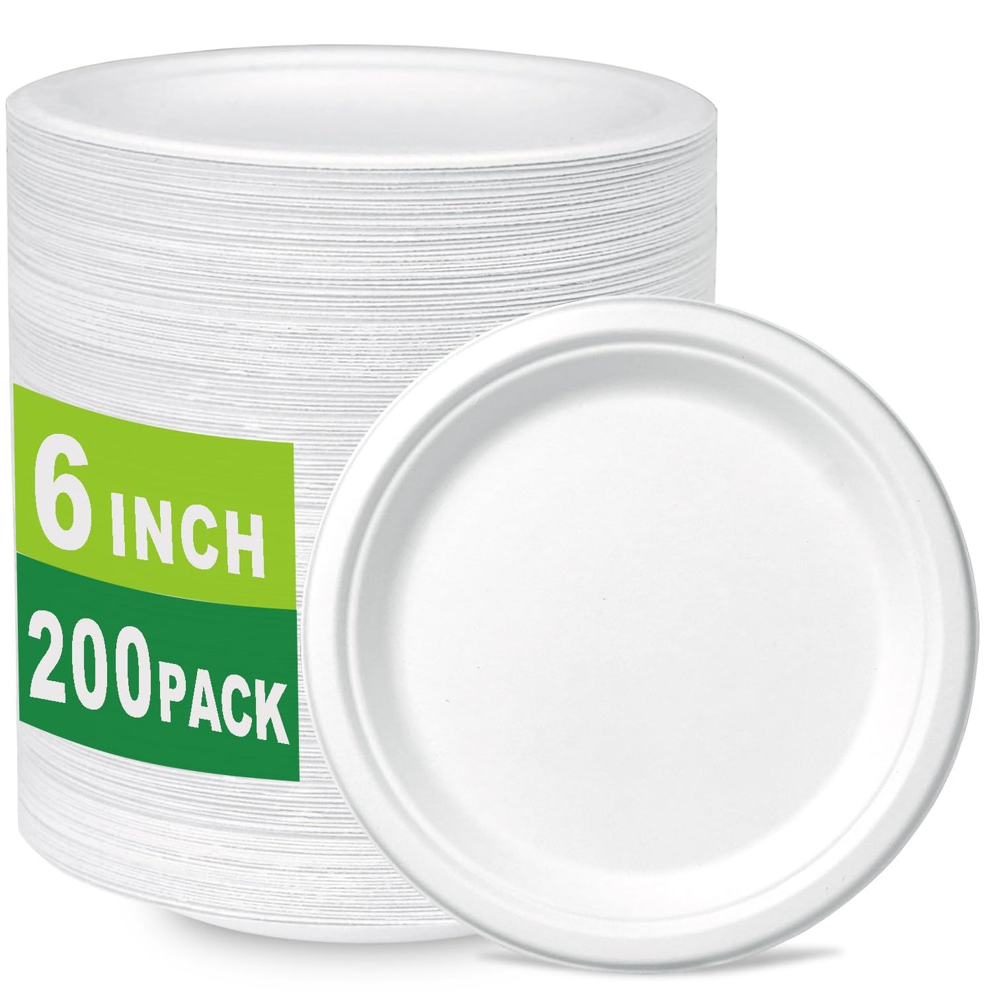 CantaGreen 200 Count Heavy Duty Compostable Paper plates, Biodegradable Bagasse and Bamboo Fiber Plate