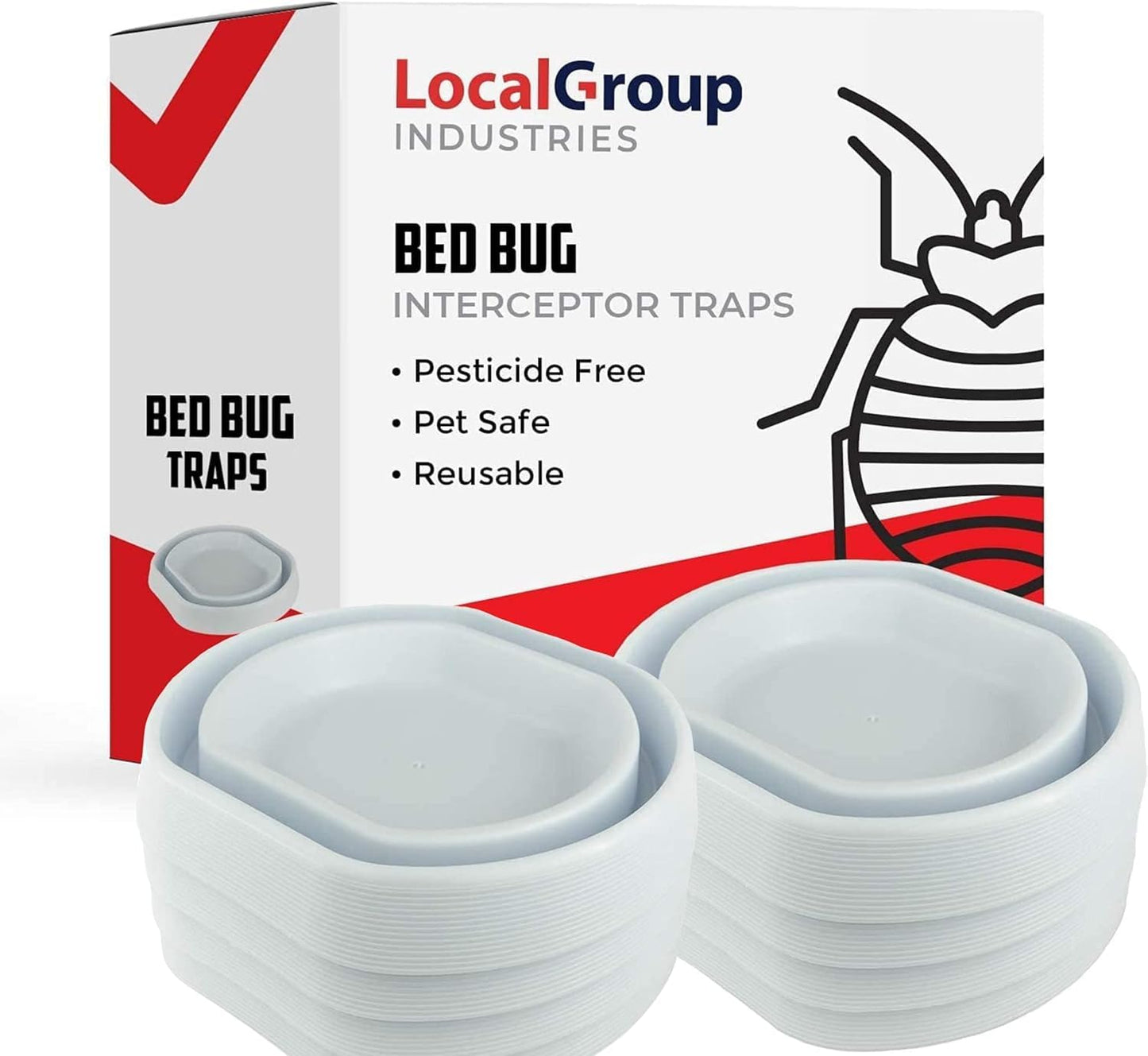 Bed Bug Trap — 8 Pack | Eco Friendly Bed Bug Interceptors for Bed Legs - Insect Detector, Interceptor & Monitors for Indoor Home (White)