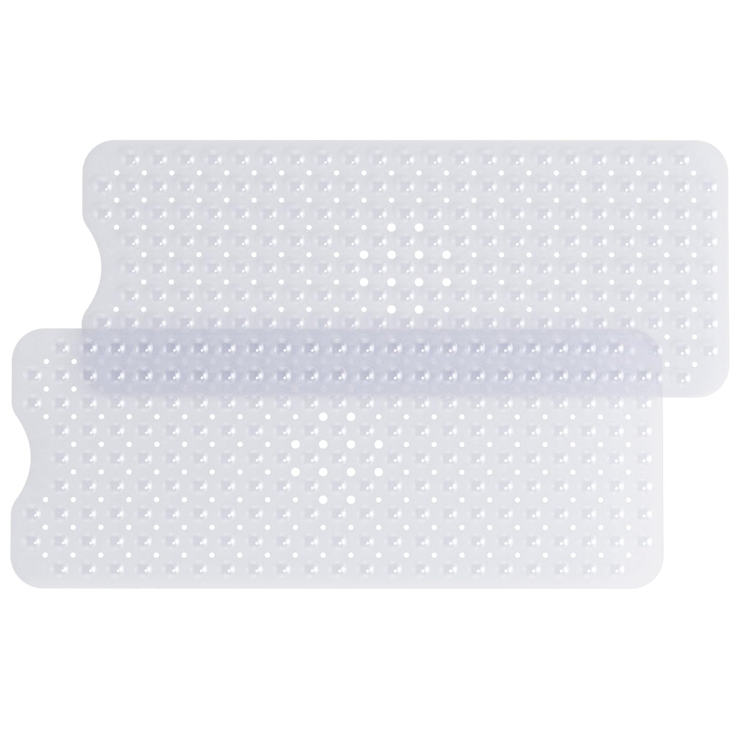 HITSLAM Bath Mat for Tub, 2 Pack Non Slip Bathtub Mat, 101x40cm Extra Long Bath Tub Mat, Machine Washable Bathroom Shower Mat with Suction Cups and Drain Holes, Soft on Feet, Clear