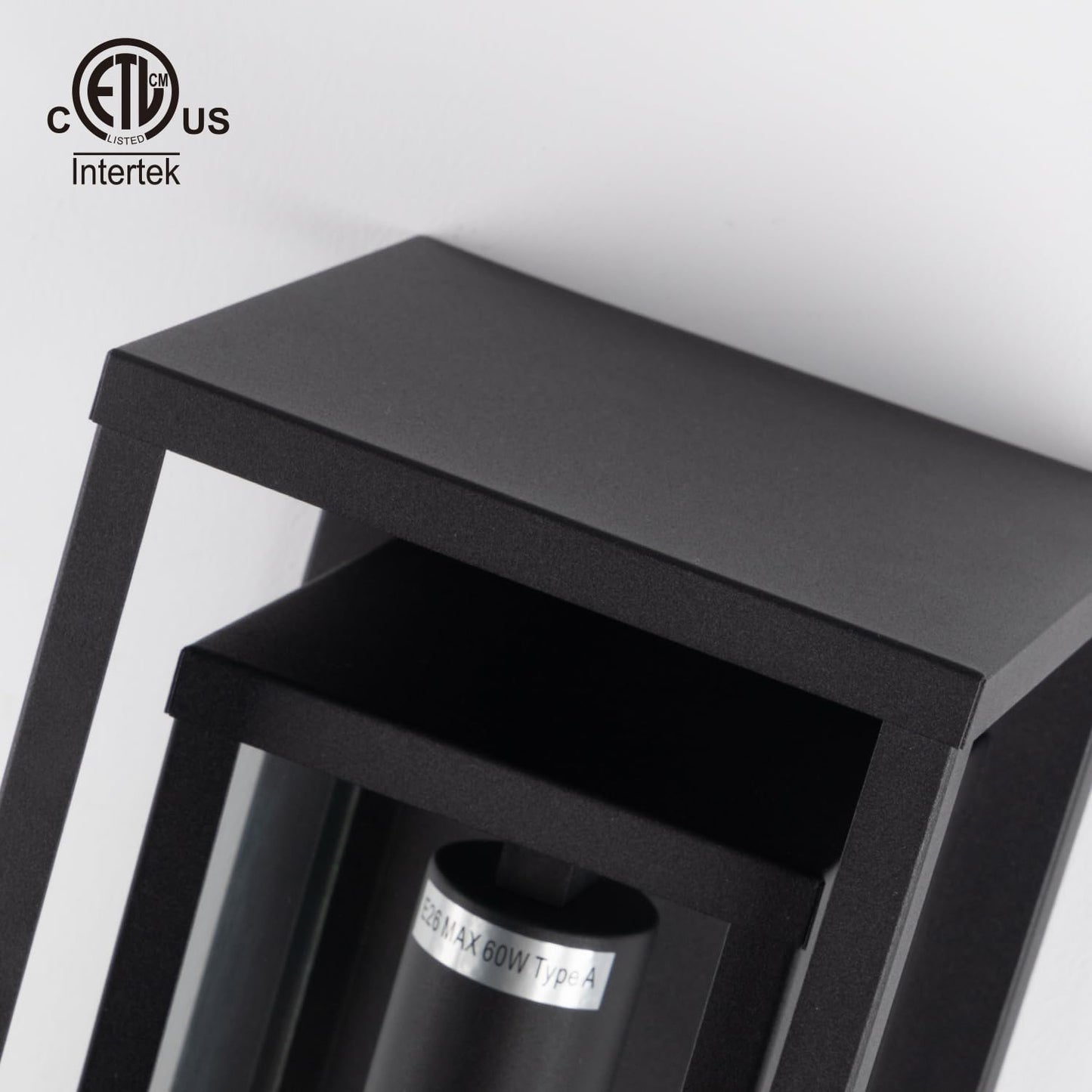 mirrea 14" Classic Outdoor Wall Sconce 1 Light in Matte Black Rectangular Metal Frame and Clear Glass Shade Waterproof Porch Light Patio Light Pack of 2