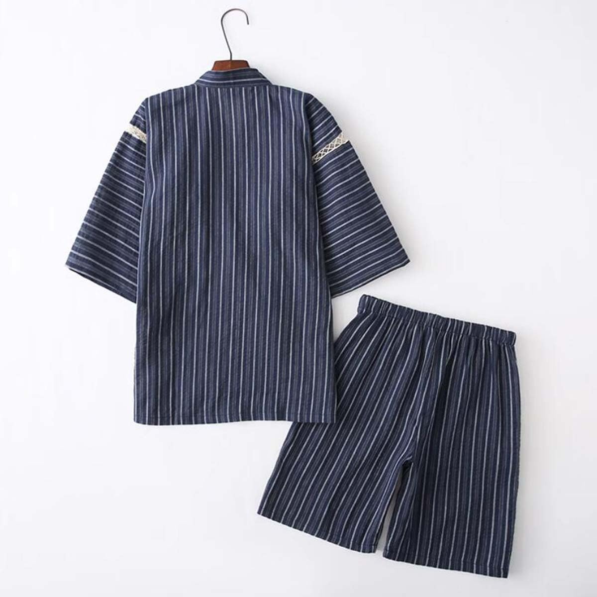 Men's Kimono Japanese Shirt and Pant Cotton Linen Loungewear Lounge Set Spa Bathrobe, Style 4 Multicolor, Random Style, Random Pattern