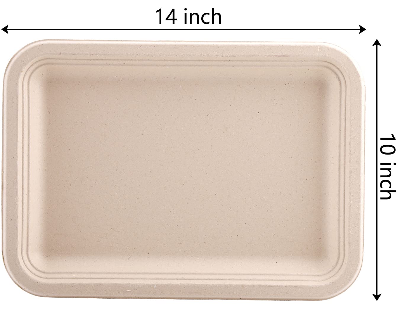 Lawei 50 Pack 14 Inch Biodegradable Paper Plates, Rectangle Compostable Disposable Food Trays 100% Heavy-Duty Sugarcane Bagasse Paper Platter for Seafood, BBQ, Picnic, Party