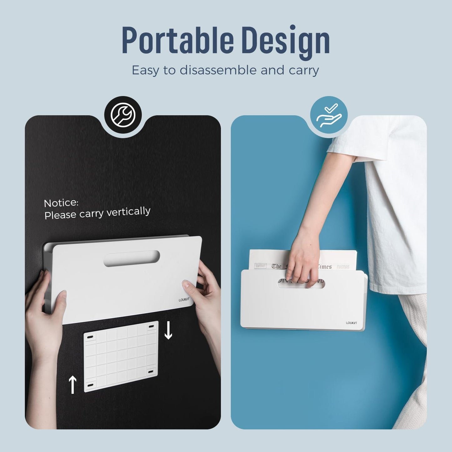 LOUKIN Magnetic Wall File Holder, No Drilling Porte Document Mural Organizer for Whiteboard, Refrigerator, File Cabinets, Office Wall File Organizer for Mail, Paper, Documents, Letters (White)