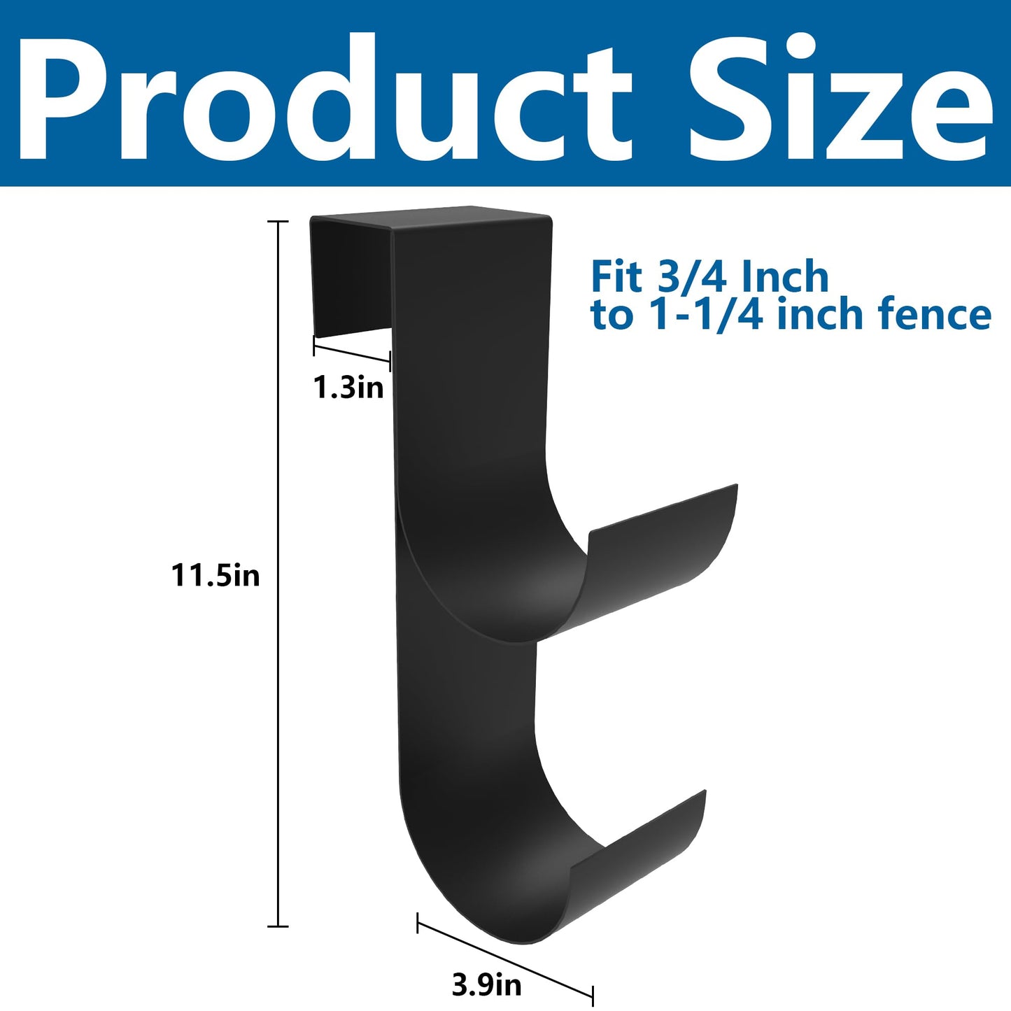 4 PCS Pool Fence Hooks for Pool Equipment- Black Heavy Duty Fence Hooks for Pool Poles- Slipe-on Fence Hanger for Pool Hose Pool Skimmer, Fit 3/4 Inch to 1-1/4 inch Railing