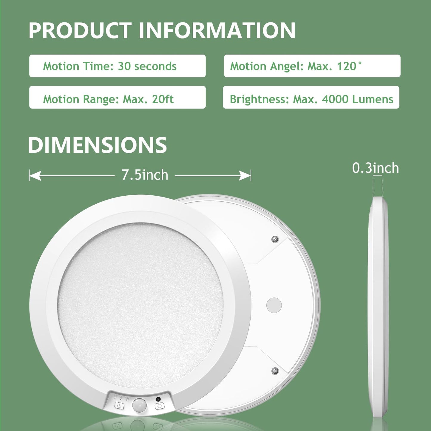 2 Pack USB Rechargeable Motion Sensor Ceiling Light with Remote, Battery Powered Magnetic Pantry Light 5 Color Temperatures Dimmable Timing Motion Activated Stairs Light for Closet Shower Porch Garage