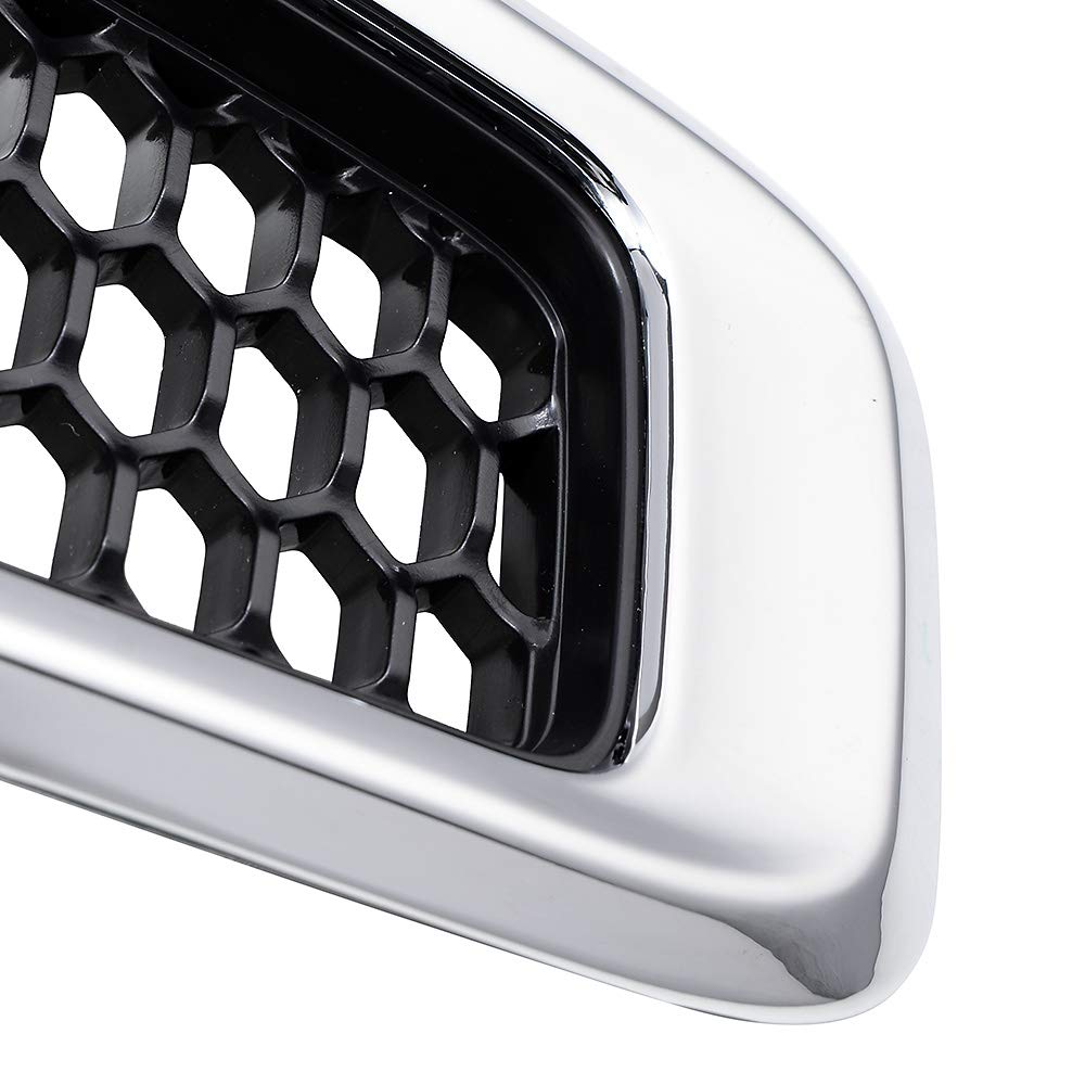 Compatible with 2014-2018 Jeep Cherokee 4-Door Grille Grill Cover Trim Insert Kit 7pcs (Black Mesh Grille + Chrome Moulding Trim)