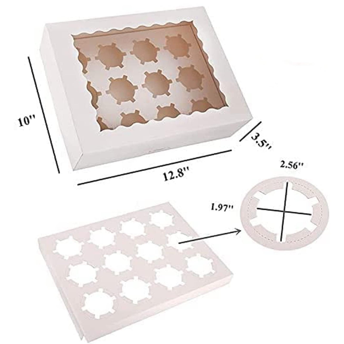 Rarapop 25 Pack Cupcake Boxes Hold 12 Standard Cupcakes, Food Grade Cupcake Holders Bakery Carrier Boxes with Windows and Inserts for Cupcakes, Muffins and Pastries