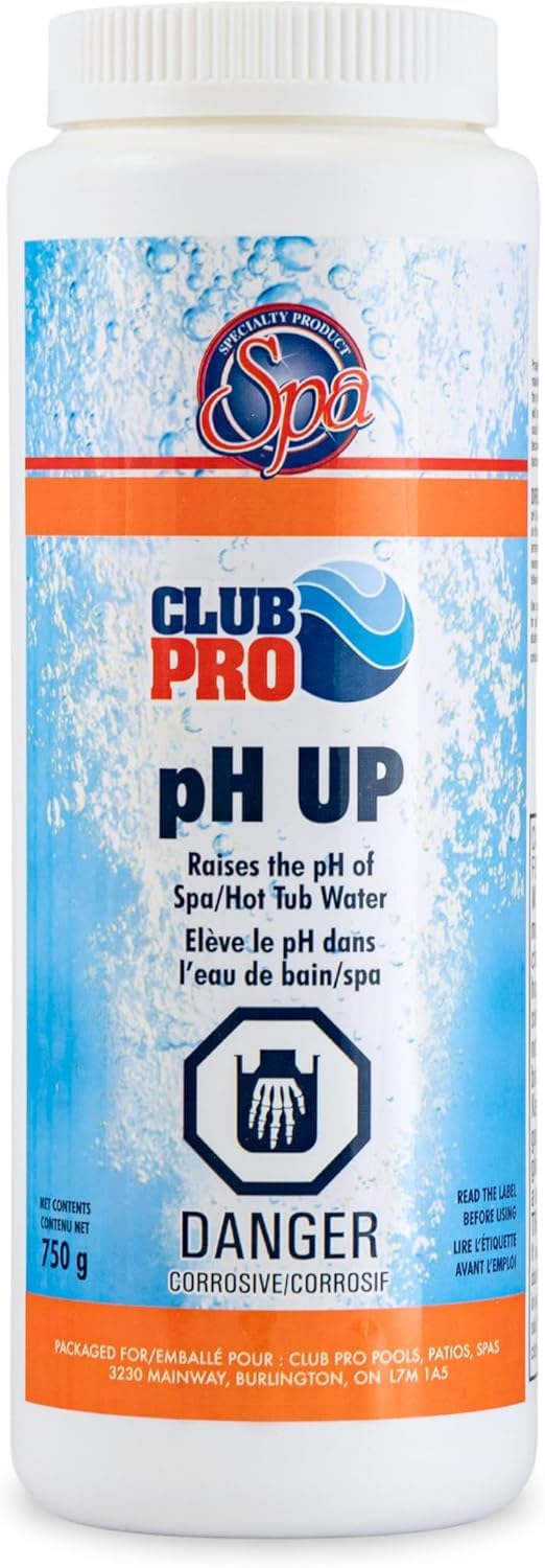 Club Pro | 2 Pack | (1) pH Up 750g | (1) pH Down 950g | for Hot Tub & Spa | Use with Sanitizer Such As Bromine & Chlorine | Water Treatment Chemicals | Hot Tub Accessories