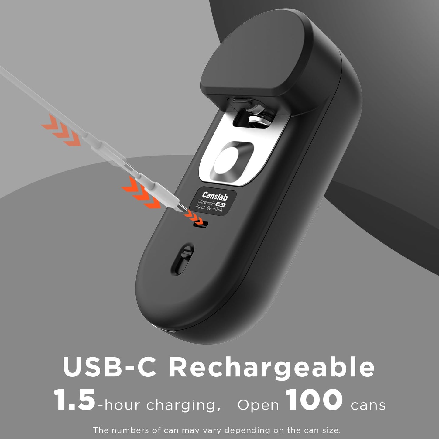 Canslab Turbo Series -Wall Mounted Rechargeable Can Opener, LED Display USB Charging, Auto Stop Electric Can Opener for Kitchen for Senior Arthritis, Smooth Edge, Hands-Free, Professional Grade Blade