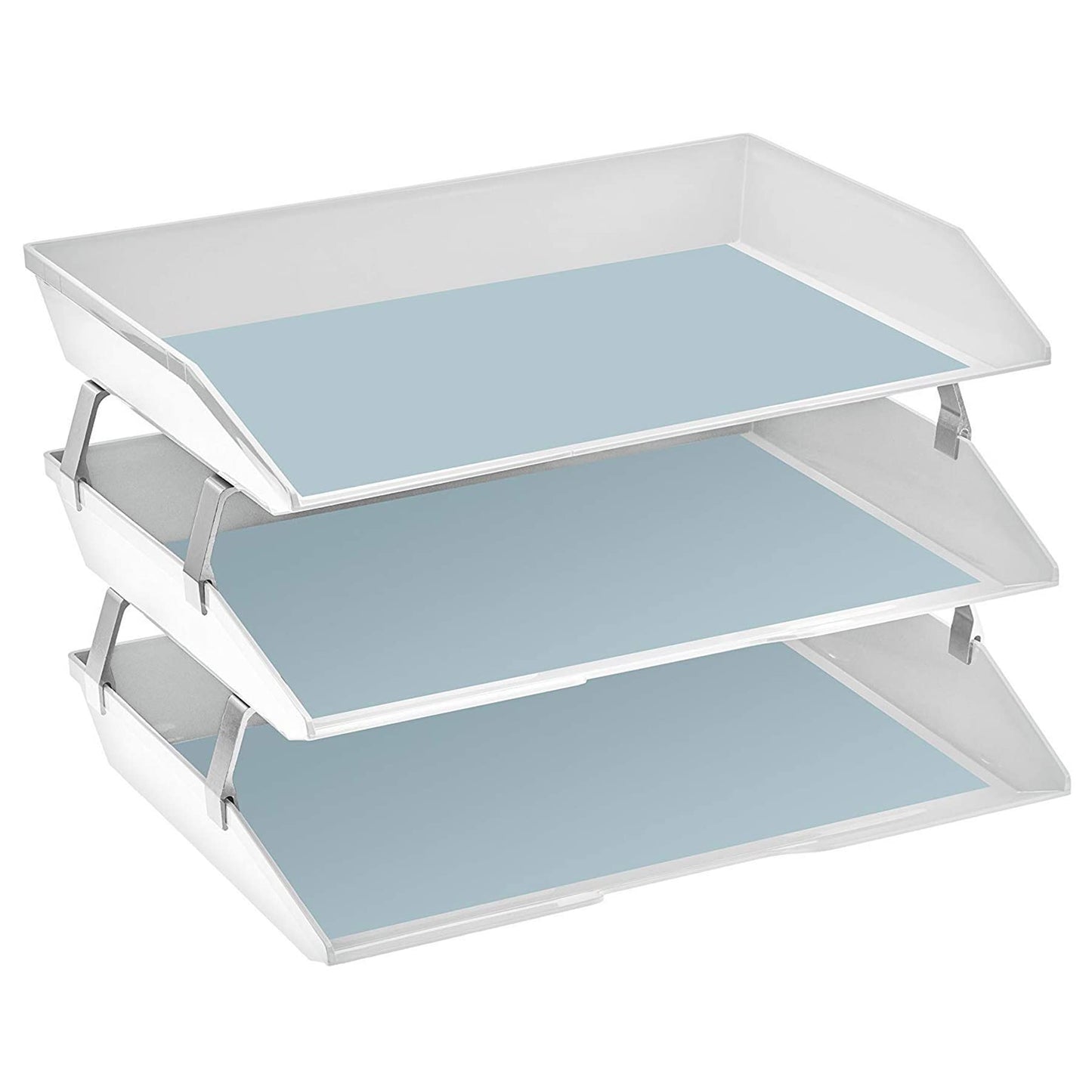 Acrimet Facility 3 Tier Letter Tray, Side Load, Letter Size/A4, Desktop File Organizer, Plastic (White Color)