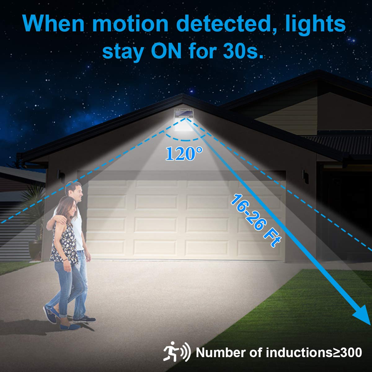 URPOWER Solar Lights 8 LED Wireless Waterproof Motion Sensor Outdoor Light for Patio, Deck, Yard, Garden with Motion Activated Auto On/Off (4-Pack)