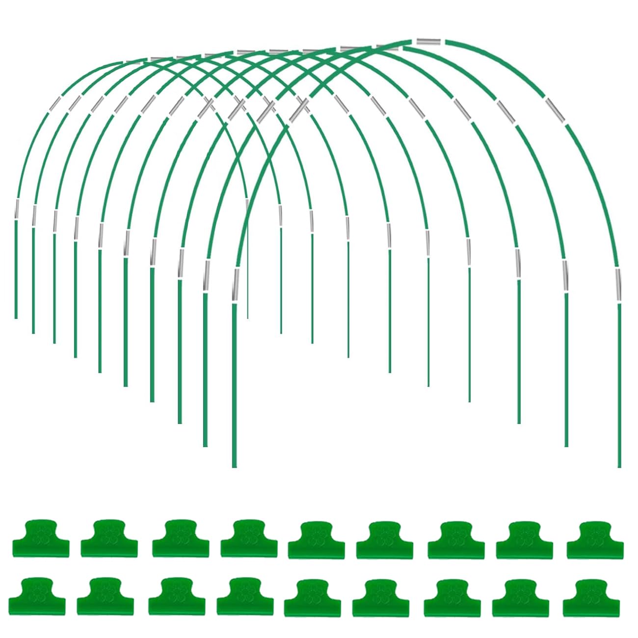 60 PCS Greenhouse Hoops Grow Tunnel, 10 Sets of 8FT Long Garden Hoops, DIY Width Grow Tunnel for Raised Beds, Fiberglass Garden Hoops Kit, Rust-Free Garden Tunnel for Garden Fabric,Garden Hoops