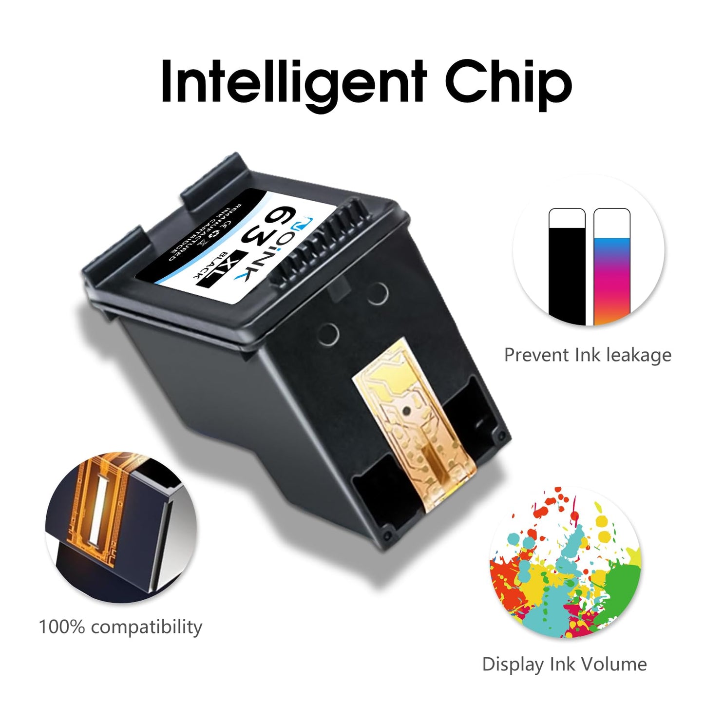 NOINK 63XL Ink Cartridges Black and Color Combo Pack High Yield Replacement for HP 63XL, Compatible with HP Envy 4520 4516 OfficeJet 3833 3830 4650 5255 DeskJet 3630 3632, 1Black 1Tri-Color