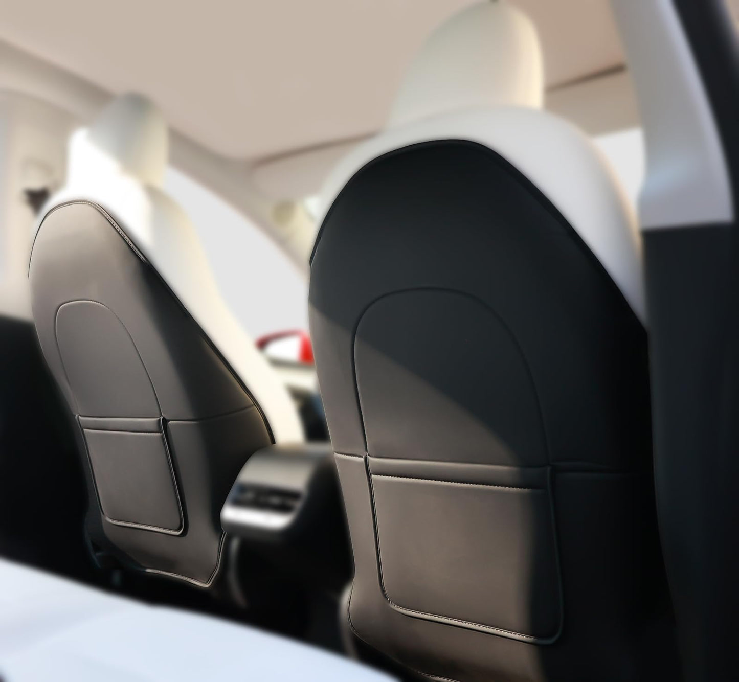 CYBERBEANS 2Pcs for Tesla Model 3/Y 2017-2026 Juniper/Highland(Not for Standard), Leather Seat Back Kick Protectors Accessories, Kids Mats Waterproof Pet Covers
