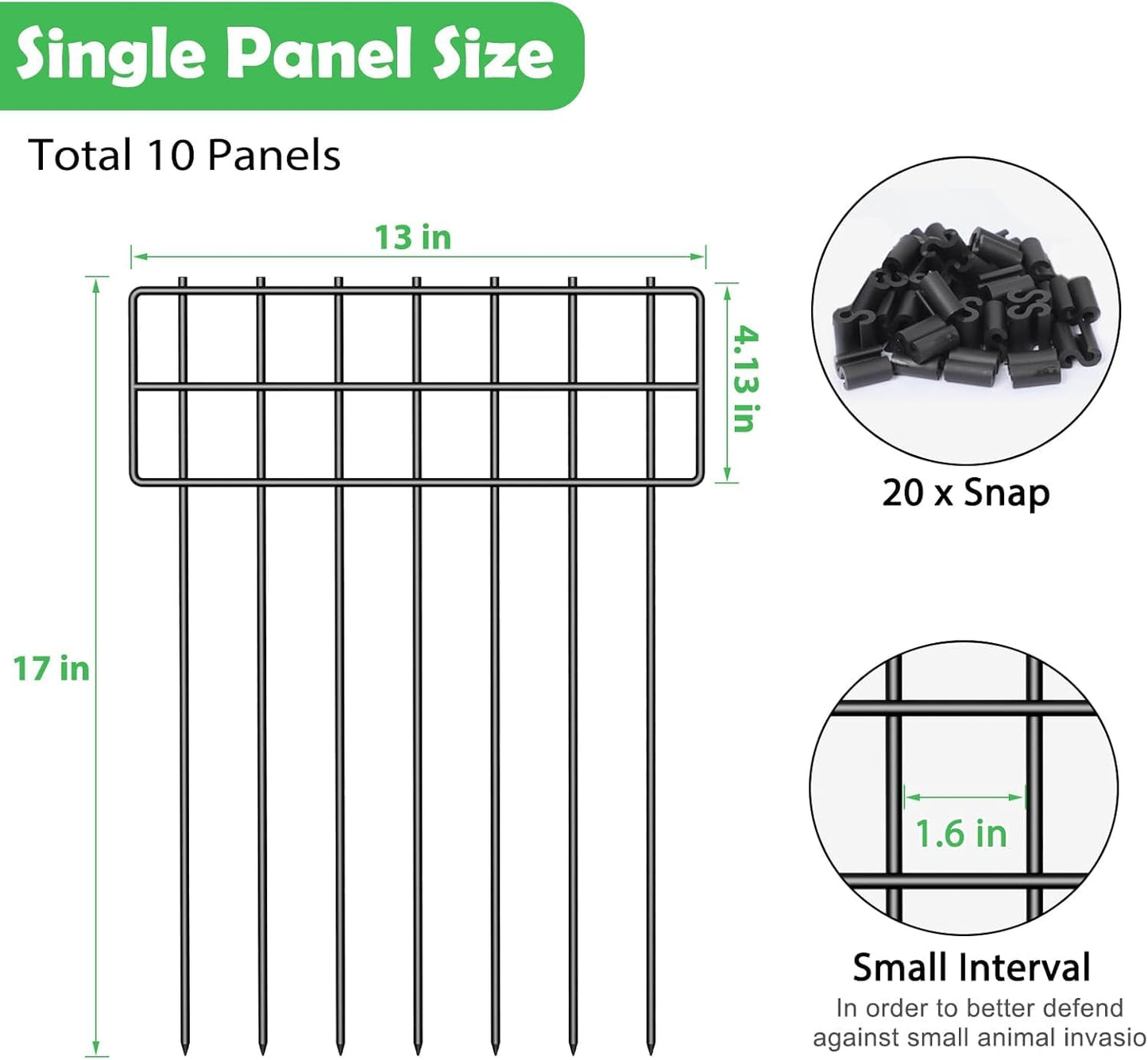 25 Pack Animal Barrier Fence, 17 in(H) X 27 Ft(L) Decorative Garden Fence, Rustproof Wire Garden Bottom Fence, No Digging Fencing Border, Dog Rabbits Ground Stakes Fence for Garden Patio
