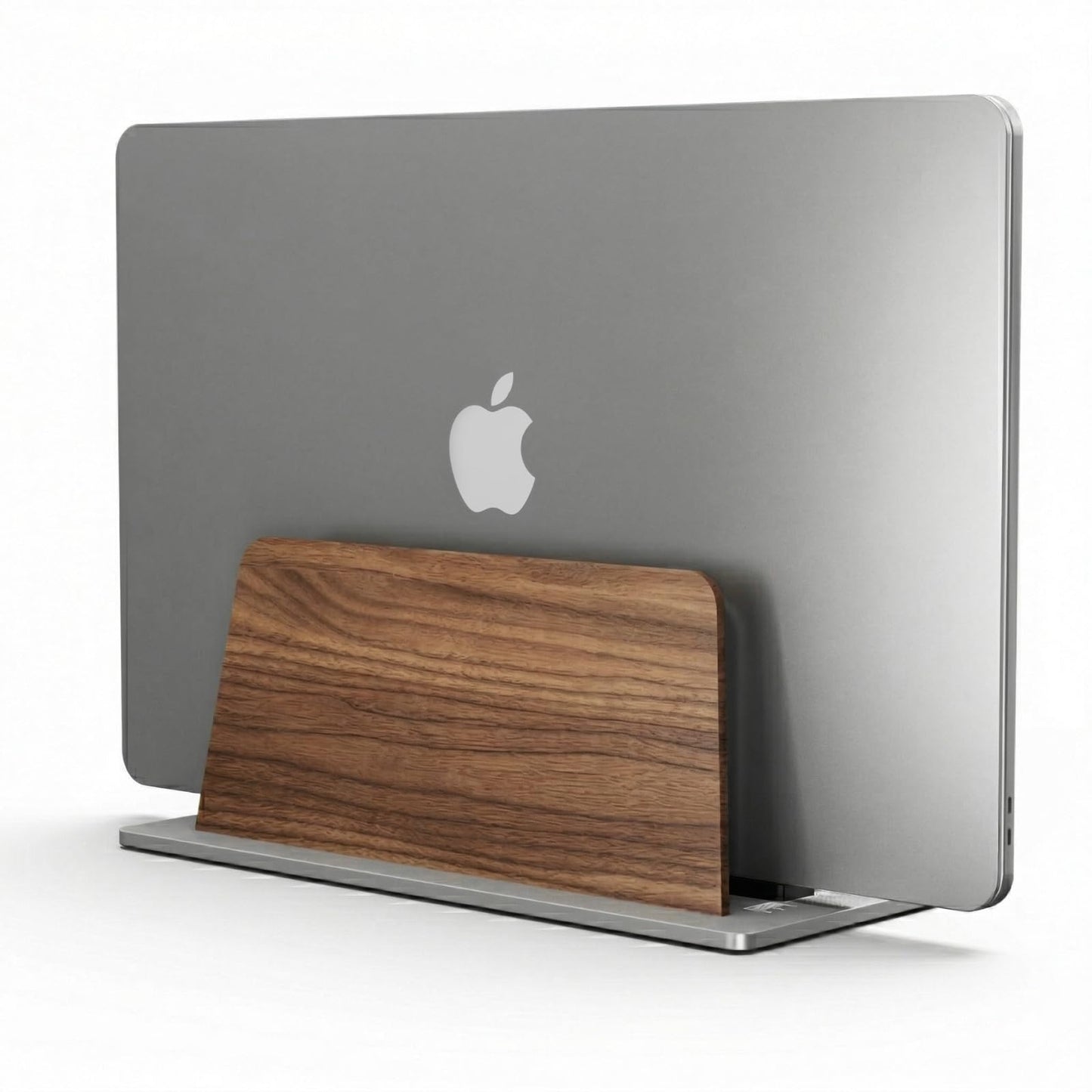 muso Wood Vertical Laptop Stand, Single Slot Walnut Wood Laptop Holder Vertical with Adjustable Dock Size, Adjustable Width for MacBook and Other Laptops, Space-Saving Desk Organizer for Small Office