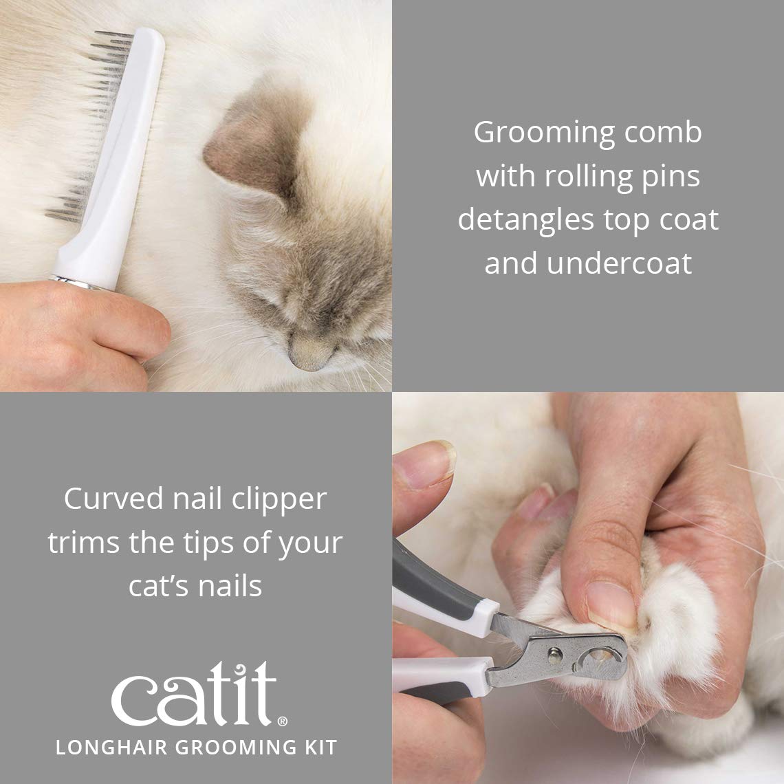 Catit Grooming Kit Long Hair 5 Count (Pack of 1) White