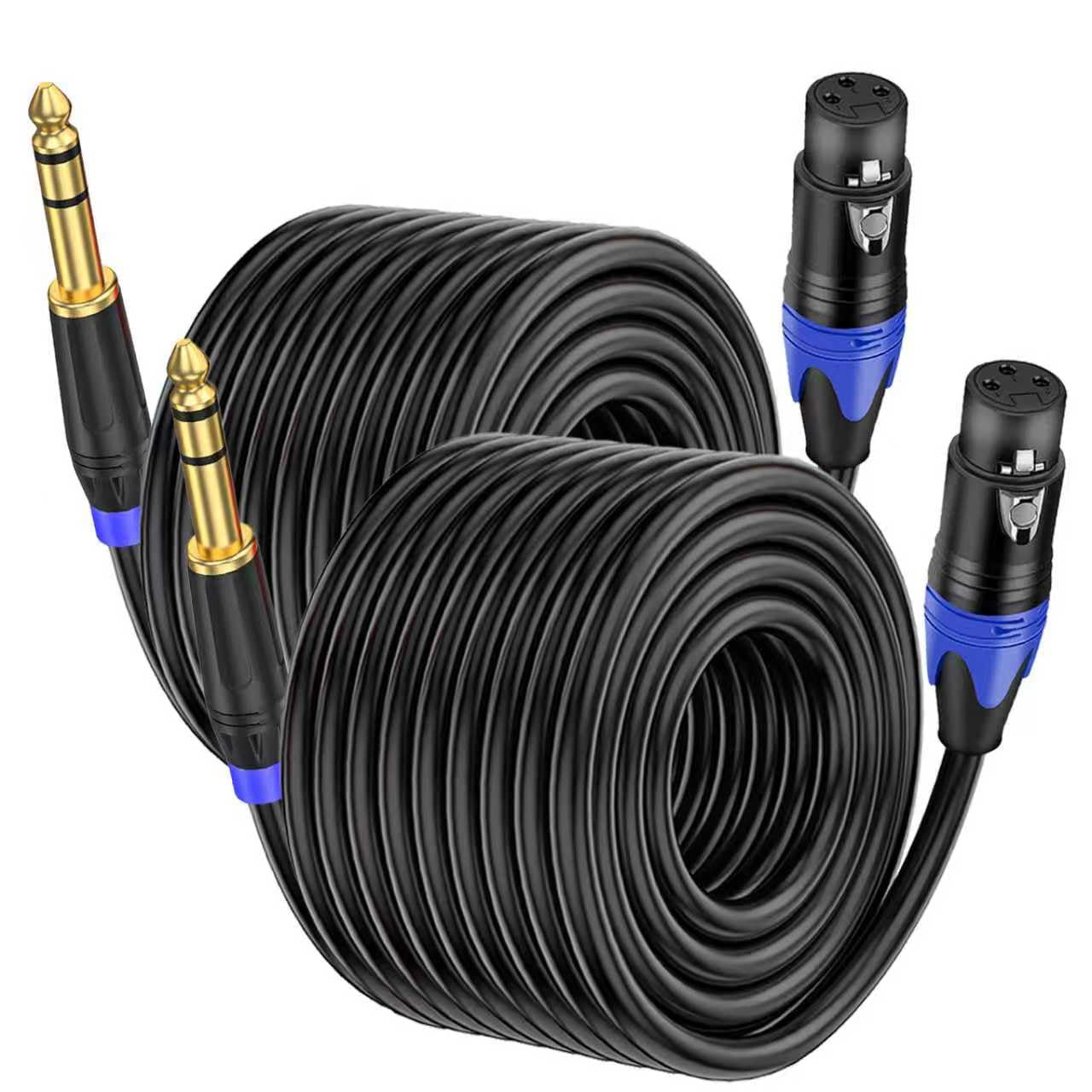 XLR to 1/4 TRS Stereo Adapter, XLR Female to 1/4 Inch (6.35mm) Balanced Microphone Stereo Audio Converter Adapter Cable (2Pack / 50 FT)