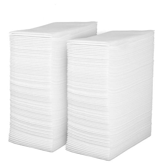 200 - Linen-Feel Guest Towels / Disposable Cloth-Like Hand Napkins, White