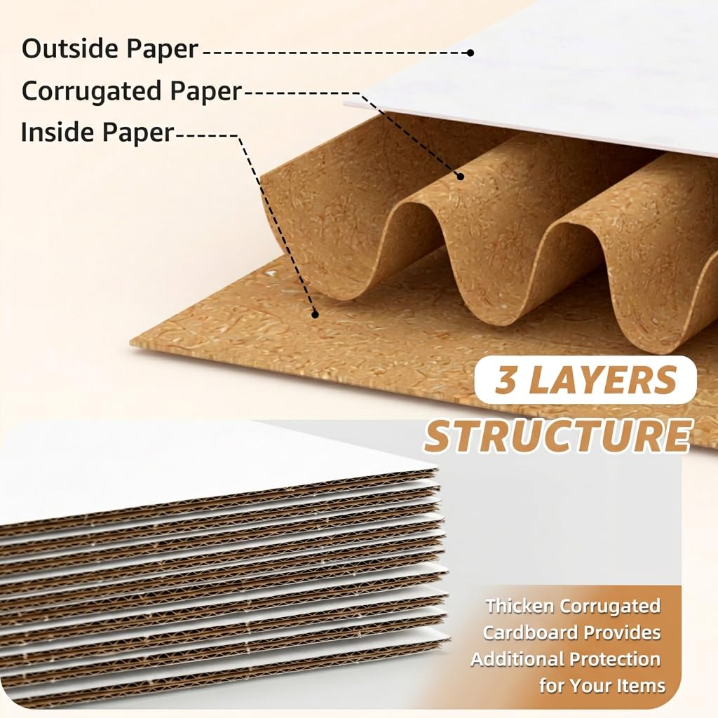 EXYGLO 40 Pack 11x6x6 Shipping Boxes for Small Business, White Corrugated Cardboard Small Box for Packaging, Moving, Mailing, and Storing