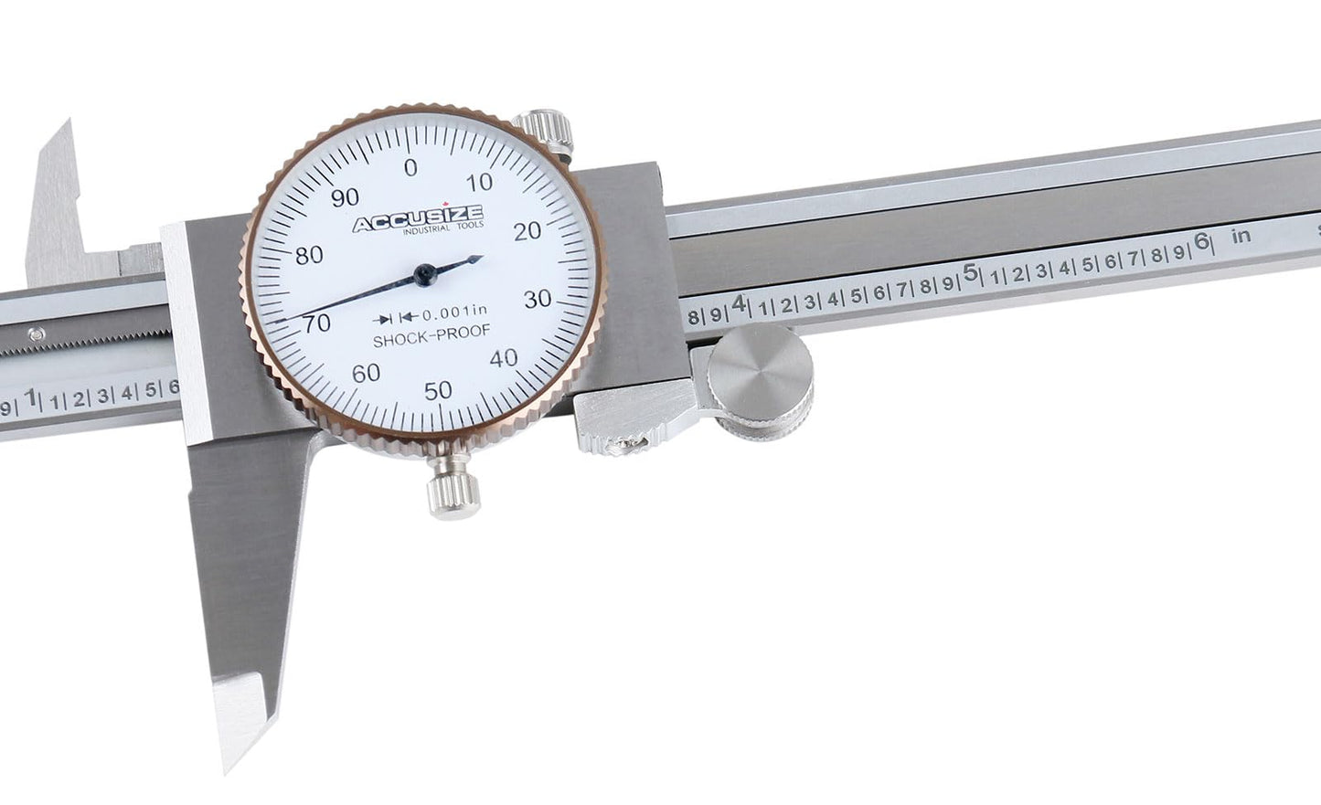 Accusize Industrial Tools 6'' x 0.001'' Precision Dial Caliper, Stainless Steel in Fitted Box, P920-S216