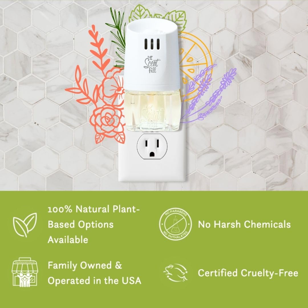 Scent Fill 100% Natural Fresh Peppermint Plug in Refills Air Freshener, Scented Oil Refills, 3 Refills