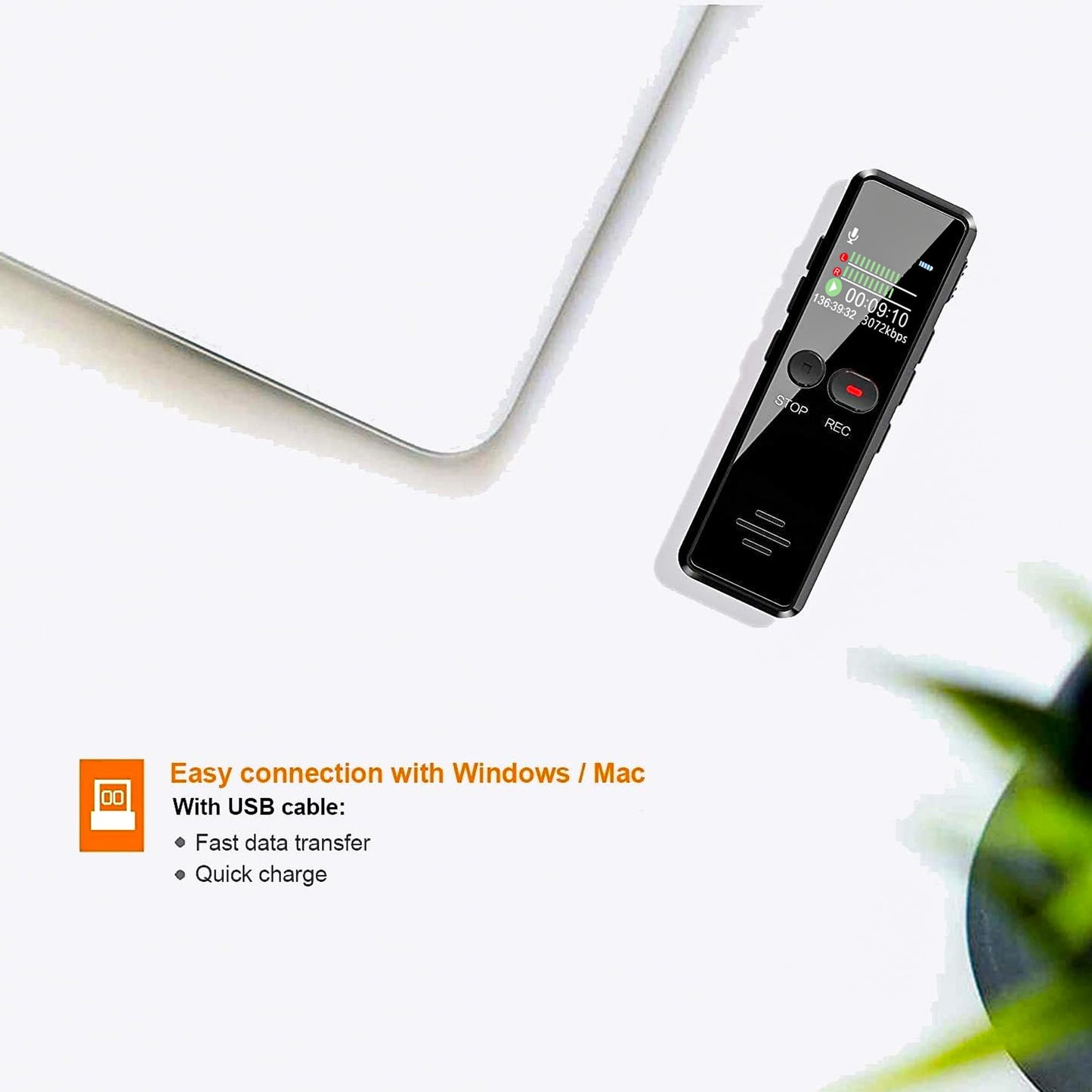 Liebssen Digital Voice Recorder with Playback, Enhanced Audio Dictaphone with One Touch, 64G 1536Kbps HD Recording Noise Reduction USB Charge MP3 Player Recorder for Lecture Interview Meeting (64, GB)