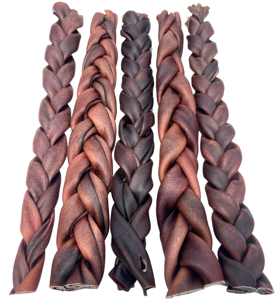 Beef Collagen Sticks for Dogs - Long Lasting Collagen Chews *(12 INCH Braided 3-5 Pack 500 Grams)* - NO Odor - Rawhide Free - Bully Stick Alternative High Protein Dental Treats Supports Joint Health
