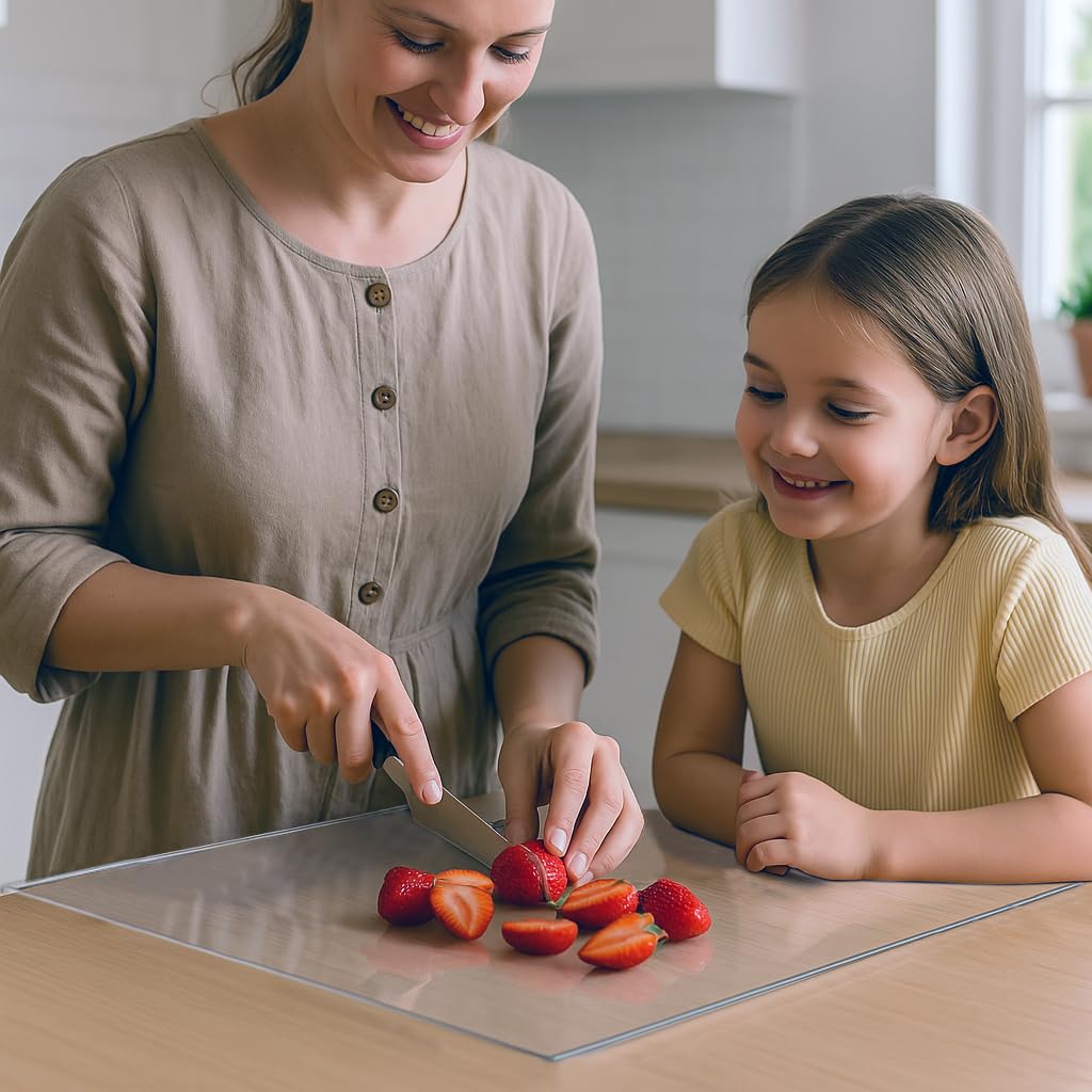 Acrylic Cutting Boards for Kitchen Countertop - Clear Cutting Boards with Counter Lip Non-Slip Cutting Board Counter Protector, Aesthetic Kitchen Decor, Great for Fruit, Bread, Veggies 16.1"x12.5"