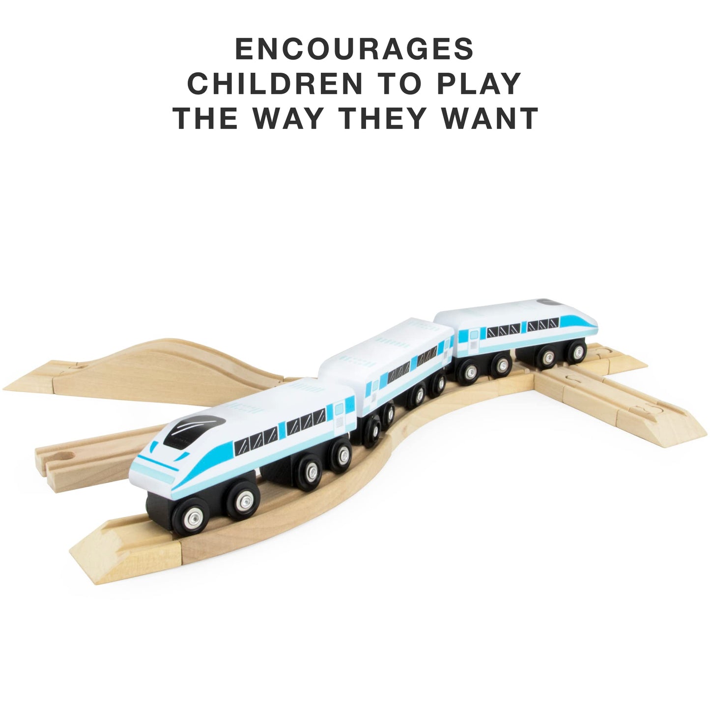 Conductor Carl 42-Piece Bulk Value Wooden Train Track Booster Pack with Red Brick Bridge - Compatible with All Major Toy Train Brands