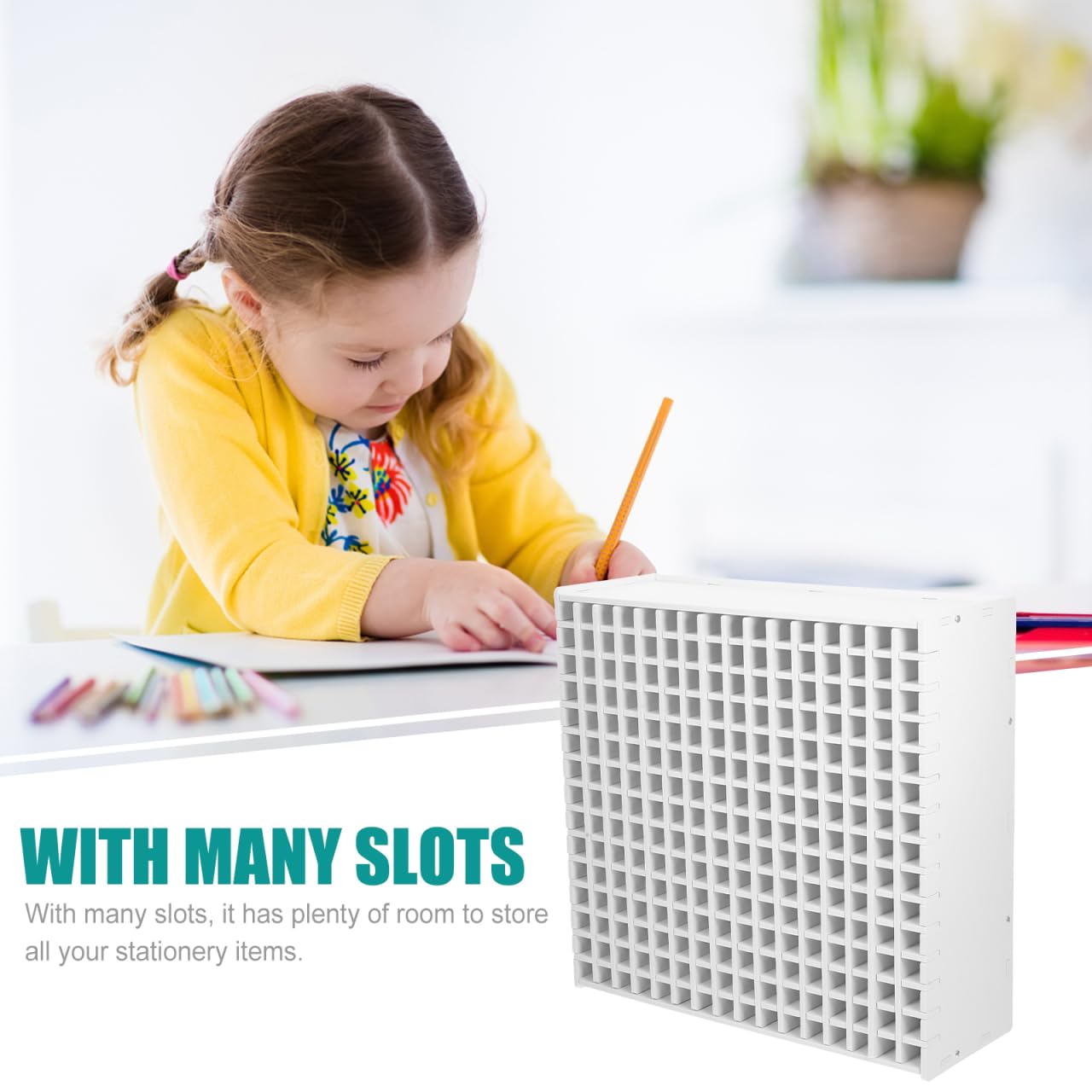 Tofficu 240-Slot Marker Storage Organizer 13.97X13.97X5.11In Multi-Functional Desk Pen Holder for Office School Study Stationery Storage