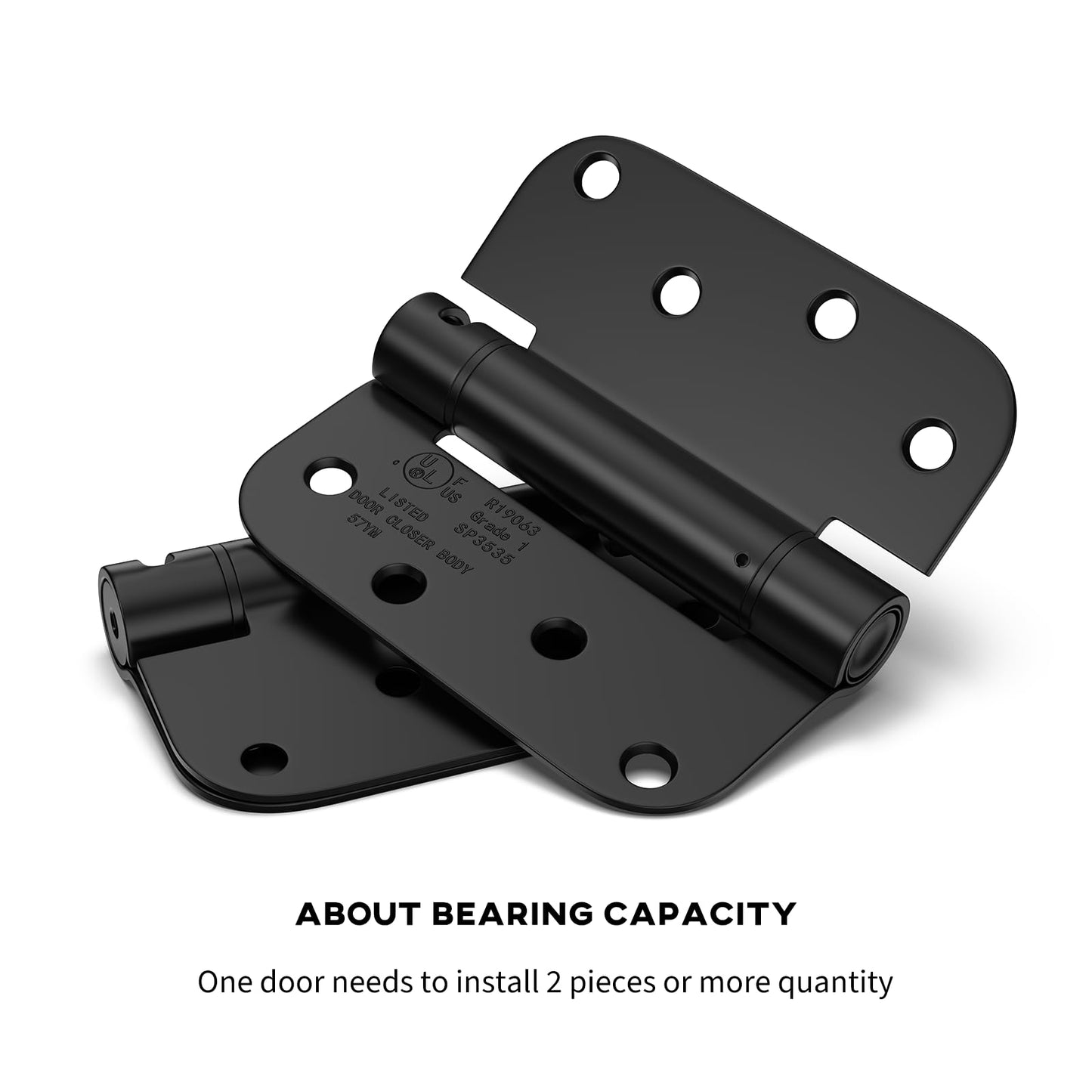 Pack of 2 goldenwarm Self Closing Door Hinge Black Hinges 4 Inch Spring Door Hinge with 5/8" Radius Corners - Adjustable Door Closing, Residential & Heavy-Duty Door Hardware