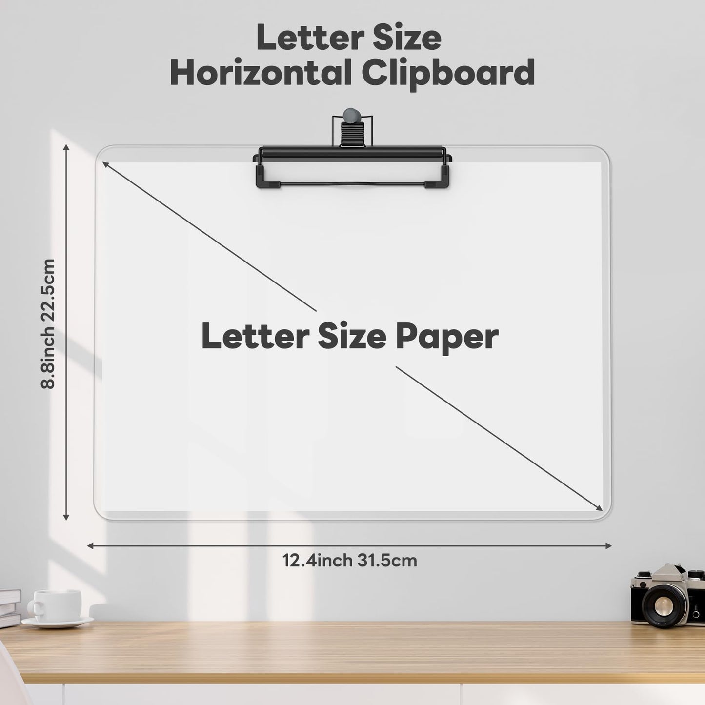 Juvealoe Horizontal Clipboard with Pen Holder, Clear 8.5 x 11 Plastic Clip Boards for Classroom, Teacher, Size 9 x 12.5 in, Landscape Layout, School & Office Supply(Pack of 25)