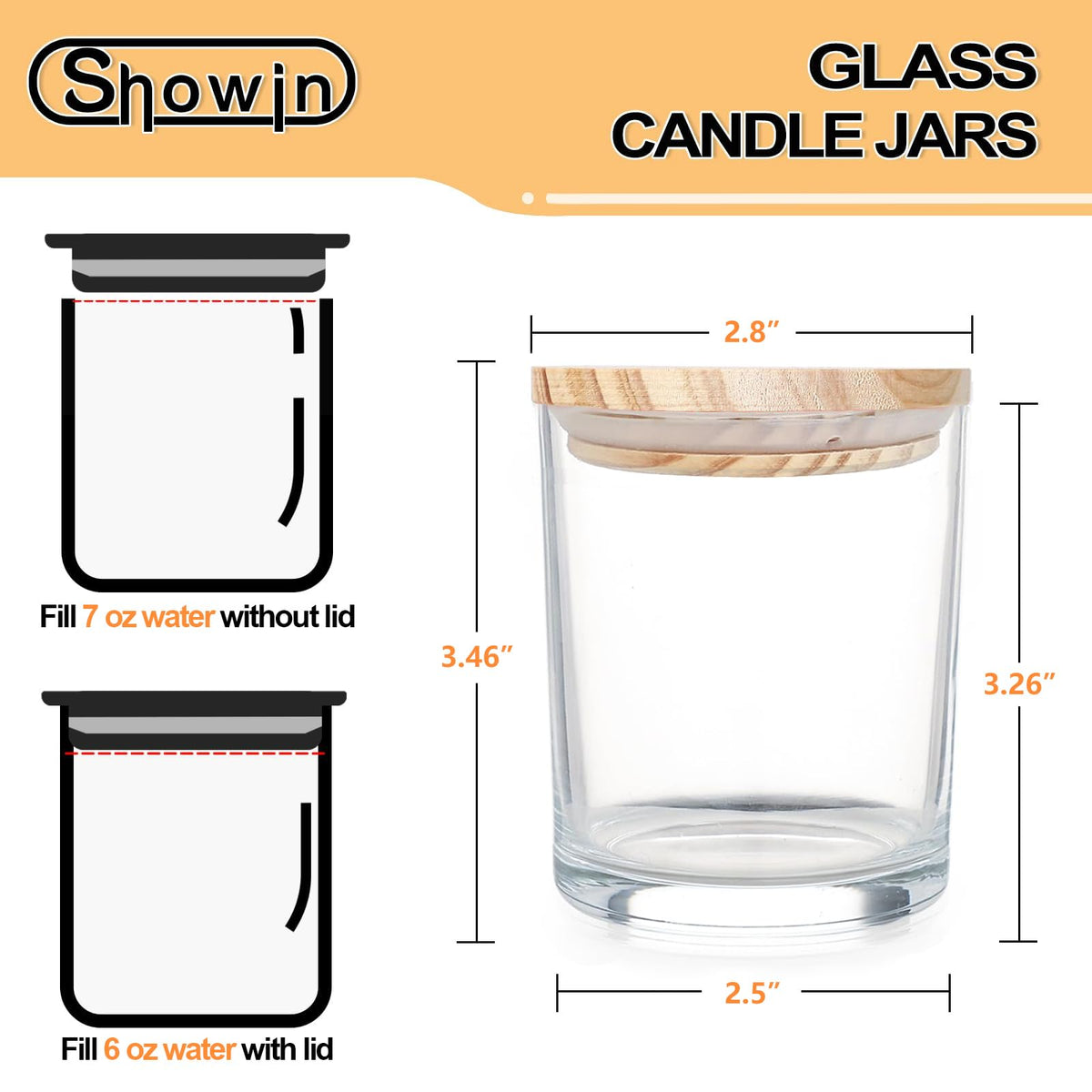 SHOWIN Thick Candle Jars for Making Candles 20 Pcs, 7 OZ Empty Jars with Wood Lids for Candle Making, Sample Container - Dishwasher Safe, Clear