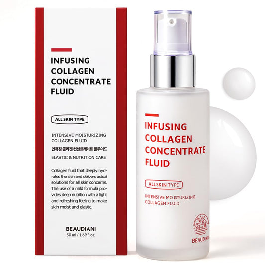 BEAUDIANI Infusing collagen concentrate fluid (1.69 fl. oz), firming lotion, collagen intensive care, fineline care, daily skincare, skin tightening, face moisturizer, nourishing, hydrating