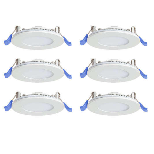 Nadair, 3’’ LED Recessed Ultra Slim Lights, 6-Pack, IC Rated, Dimmable, 6W=50W, 450 Lumens, 3000K (Warm White), Large Junction Box, Quick Connect System, White Finish