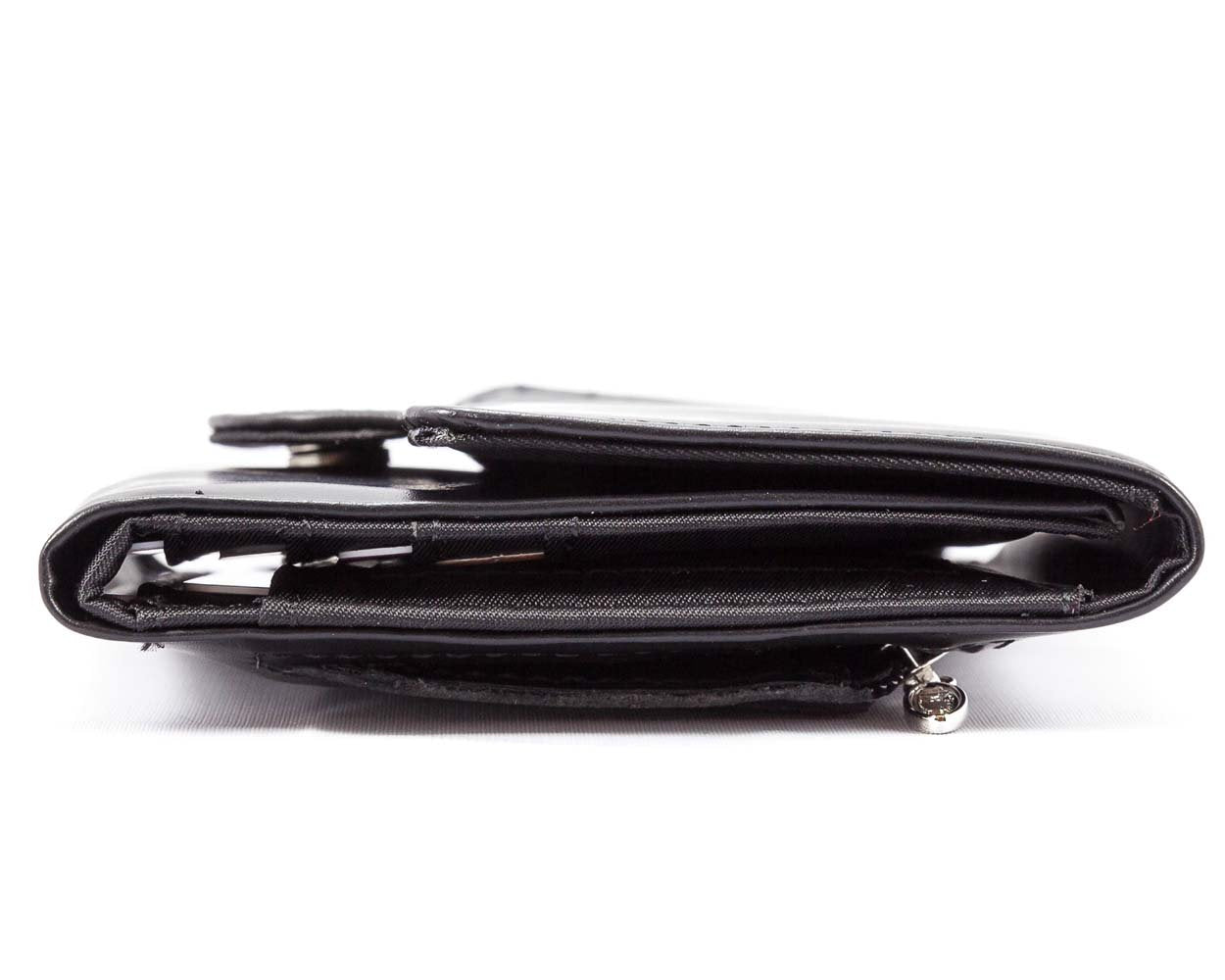 Big Skinny Women's Trixie Leather Tri-Fold Slim Wallet, Black
